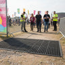 Rubber mat at the gateway of an outdoor festival