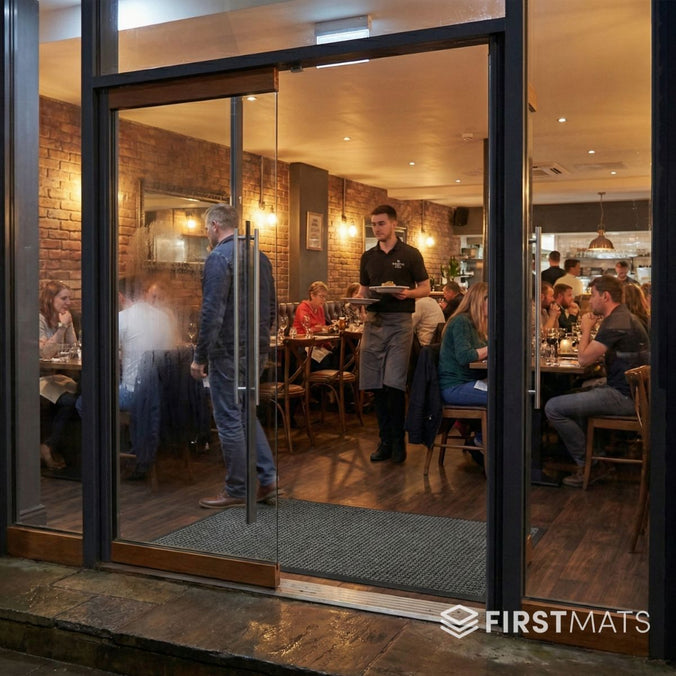 Modern restaurant with a heavy-duty entrance mat