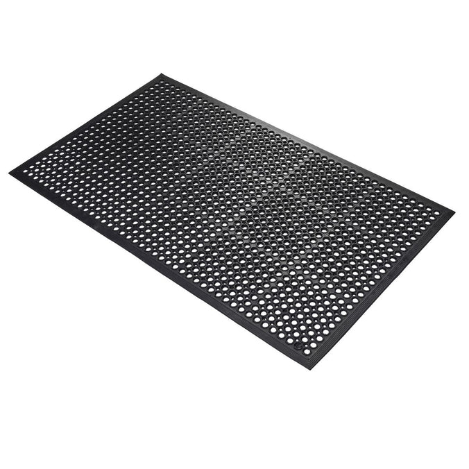 Black perforated mat on a white background