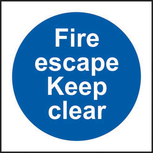 Fire Escape Keep Clear Sign (100mm x 100mm) (6049109868715)