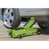 Heavy Duty 3 Tonne Long Chassis Trolley Jacks green act in use (4627384664099)