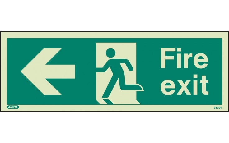 Fire Exit Sign With LEFT Arrow - Photoluminescent (4807075266595)