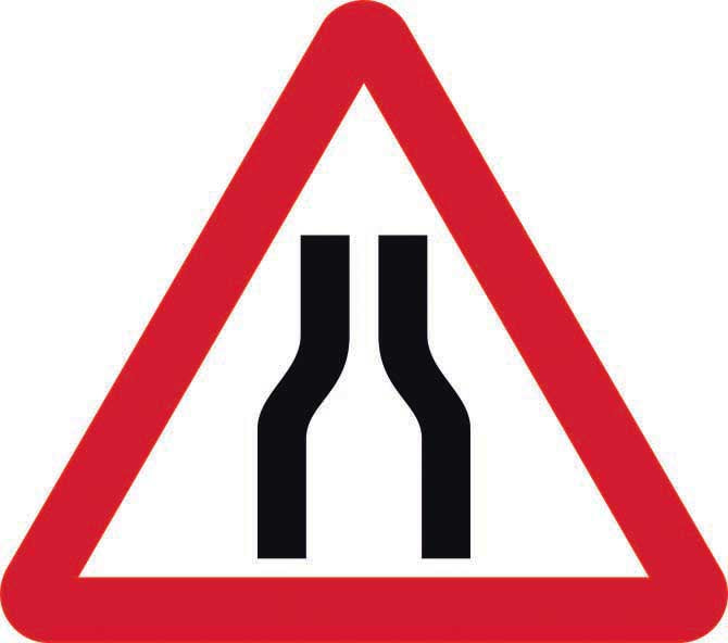 Road Narrows Both Lanes Temporary Road Sign (6026935599275)