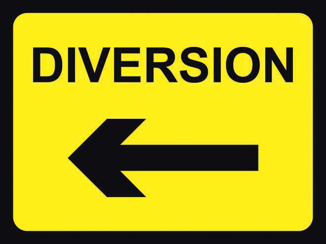Arrow Left Diversion Temporary Road Work Sign (6026936746155)