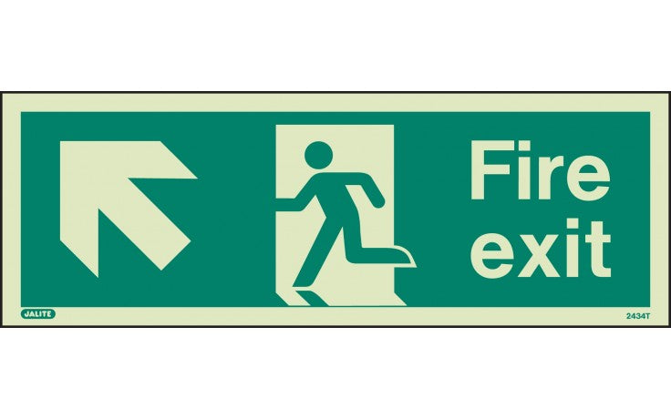 Fire Exit Sign With UP LEFT Arrow - Photoluminescent (4807075332131)
