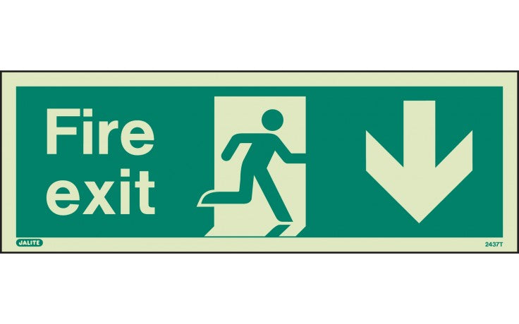Fire Exit Sign With DOWN Arrow - Photoluminescent (4807075397667)