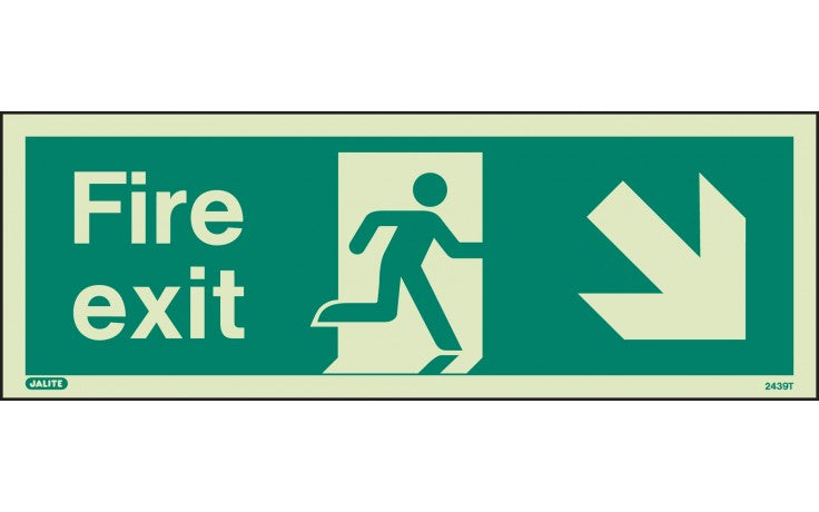Fire Exit Sign With DOWN RIGHT Arrow - Photoluminescent (4807075463203)