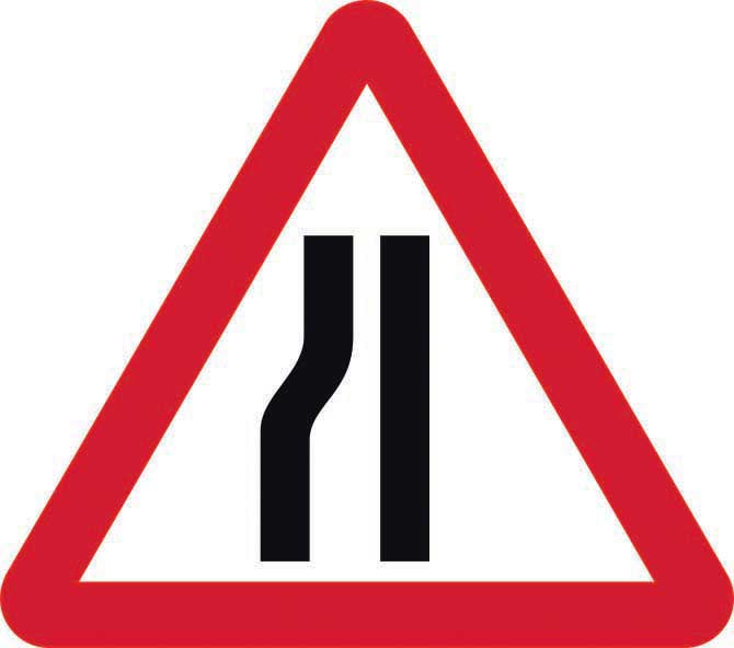 Roll-up Road Narrows Nearside Temporary Sign (6026935828651)