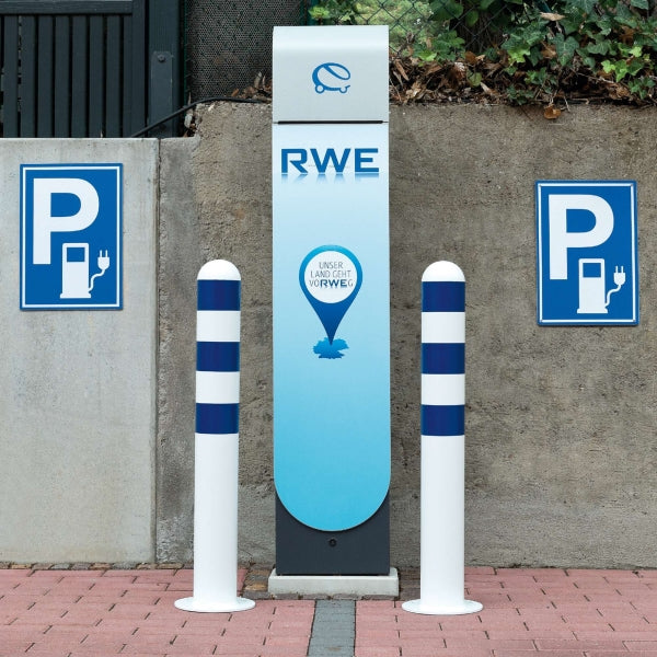EV Charger Protection Bollards (Powder Coated) in use