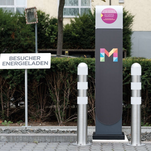 EV Charger Protection Bollards (Galvanised Steel) in use