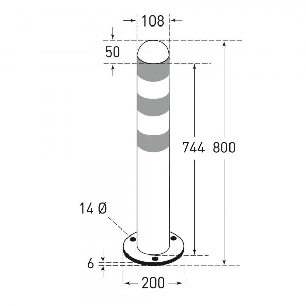 EV Charger Protection Bollards (Powder Coated) dimensional drawing