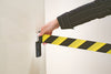 wall mounted belt barrier yellow and black hazard stripes (4555548622883)