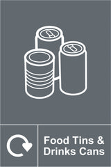 Food Tins & Drinks Cans - Self-Adhesive Recycling Sign
