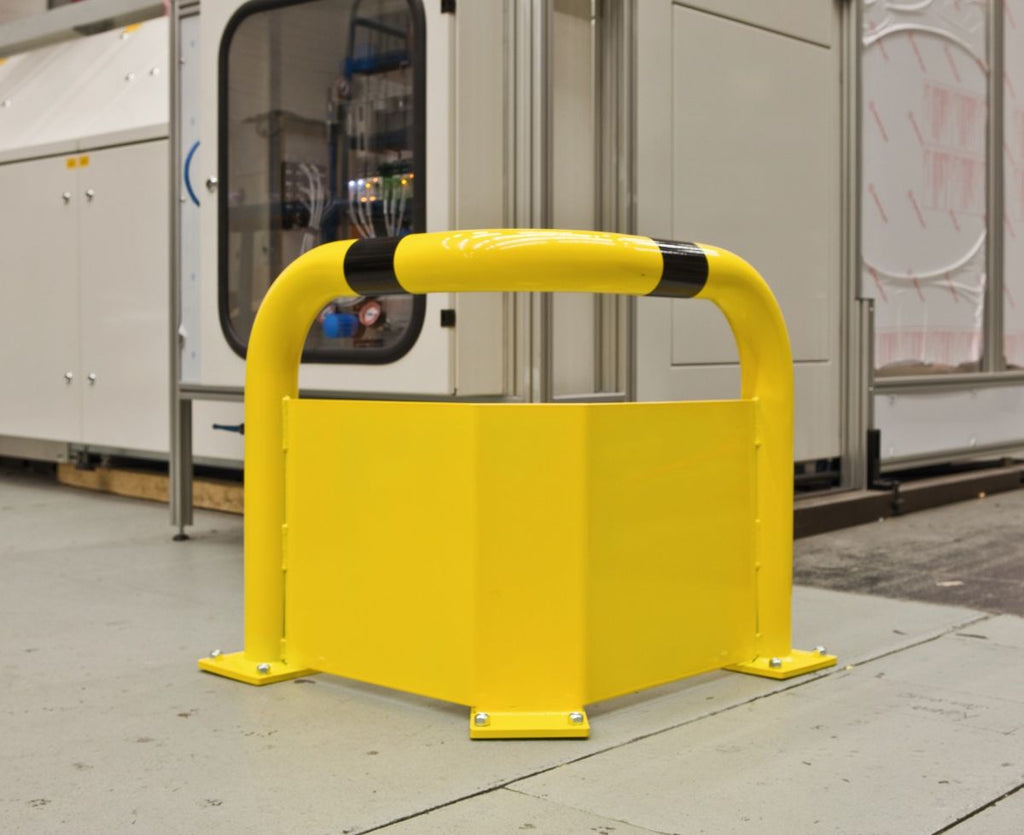 warehouse corner protection hoop with under guard plate in use (4568104665123)
