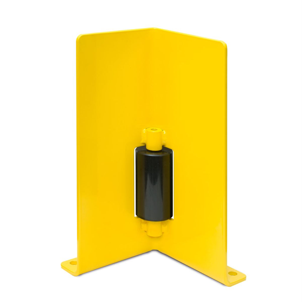 pallet racking protector with roller right angled version reverse view (4568105123875)