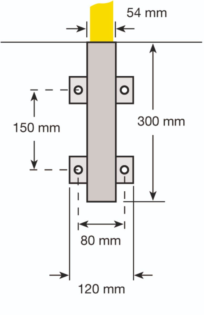 Removable Wall Mounted Pedestrian Safety Barrier measurements (4572925067299)