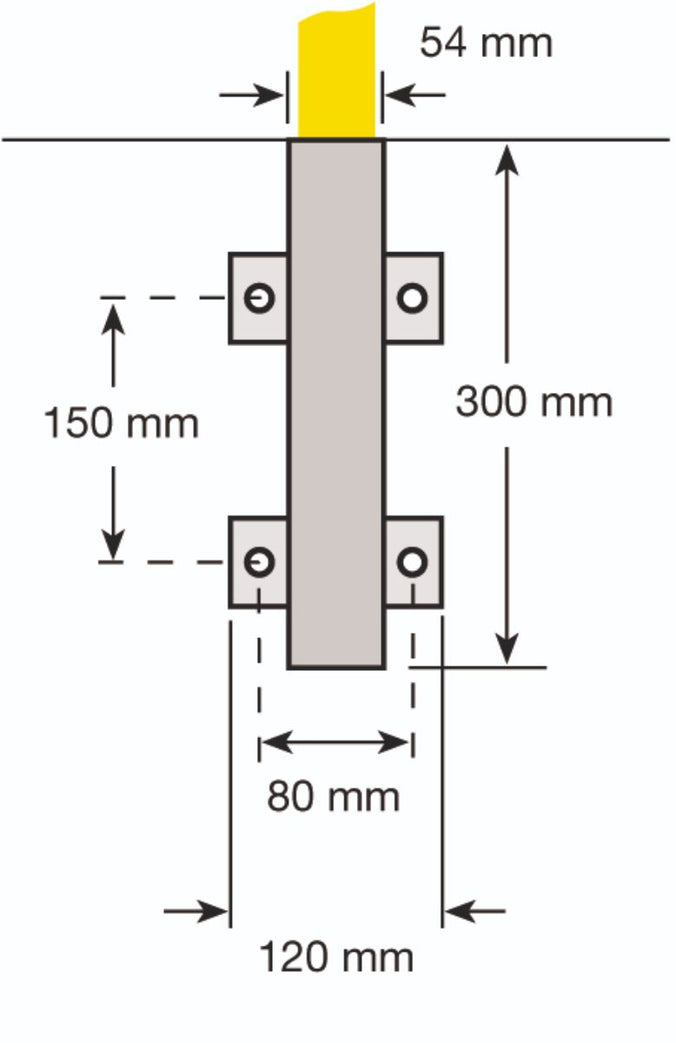Removable Wall Mounted Pedestrian Safety Barrier measurements (4572925067299)
