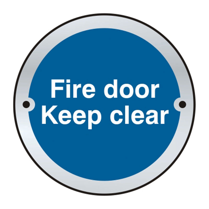 Fire Door Keep Clear Aluminium Door Disc (75mm Dia) (6046938235051)