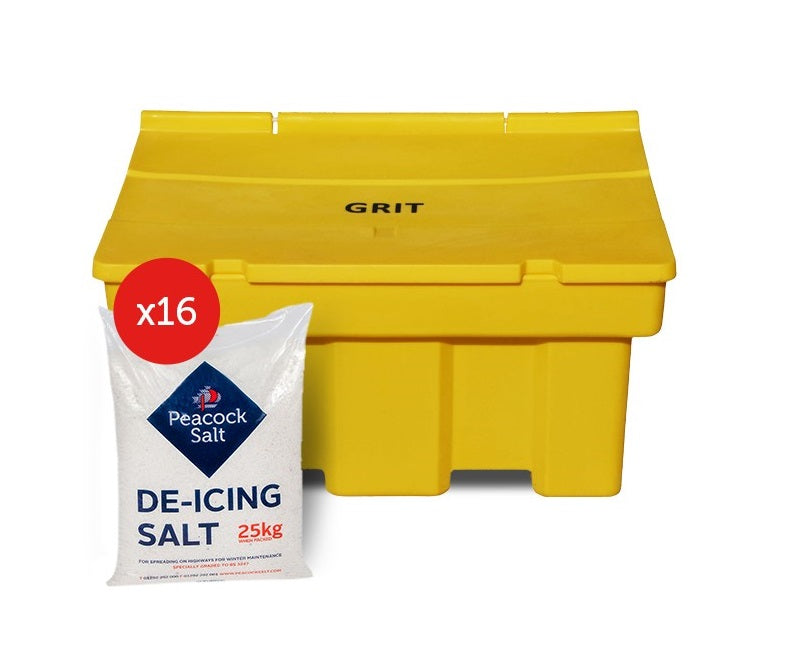 400kg Grit Bin kit with 16 x 25kg White Salt Bags (4602258456611)