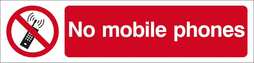 No Mobile Phones Sign (Small 200mm x 50mm) (6048395067563)
