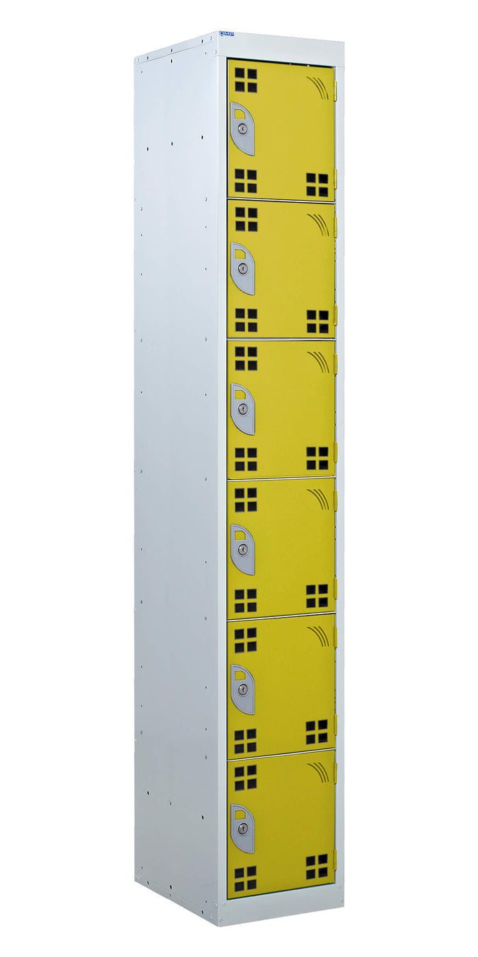 6 Compartment Tool Charging Locker - Standard Plug yellow (4459632885795)