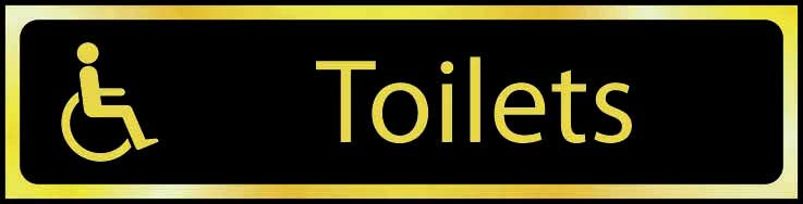 Disabled Toilets Door Sign with Black Background gold (6046939709611)