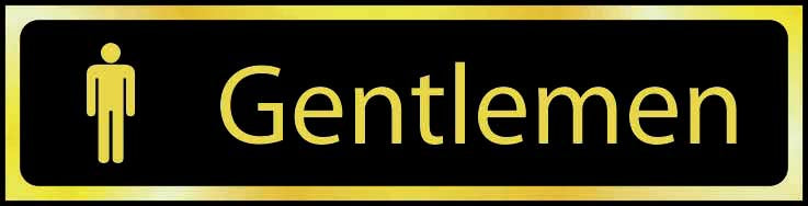 Gentlemen Toilets Door Sign with Black Background gold (6046939775147)