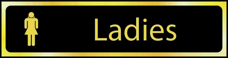Ladies Toilets Door Sign with Black Background gold (6046939742379)