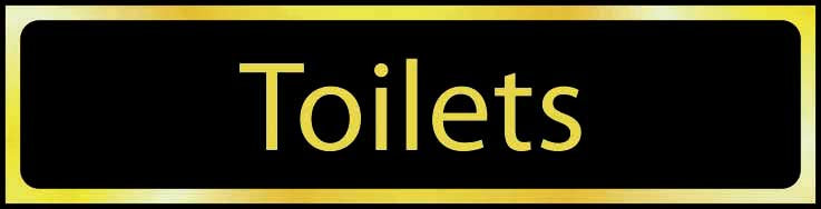 Toilets Door Sign with Black Background gold (6046939676843)