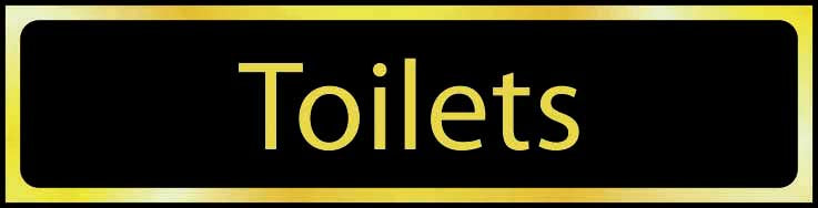 Toilets Door Sign with Black Background gold (6046939676843)