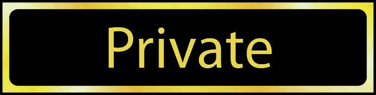Private - Office Door Sign with Black Background gold (6046938628267)