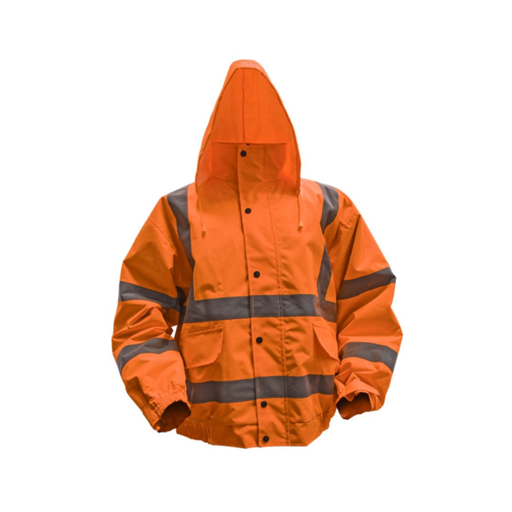 Hi Vis Orange Waterproof Jacket with Elasticated Waist (4635054178339)