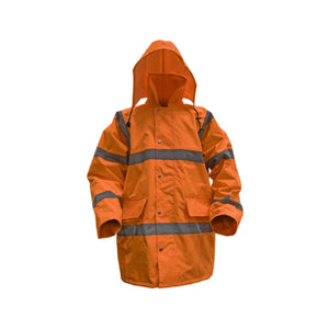 Hi Vis Orange Waterproof Motorway Jacket with Quilted Lining
