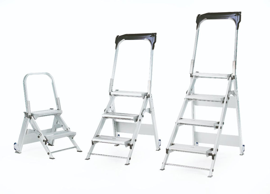 Folding Aluminium Steps with Tilt & Pull Wheels (4591644049443)