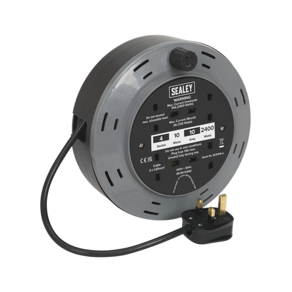 10m Cassette Type Extension Cable Reel with 4 Sockets (4623131476003)