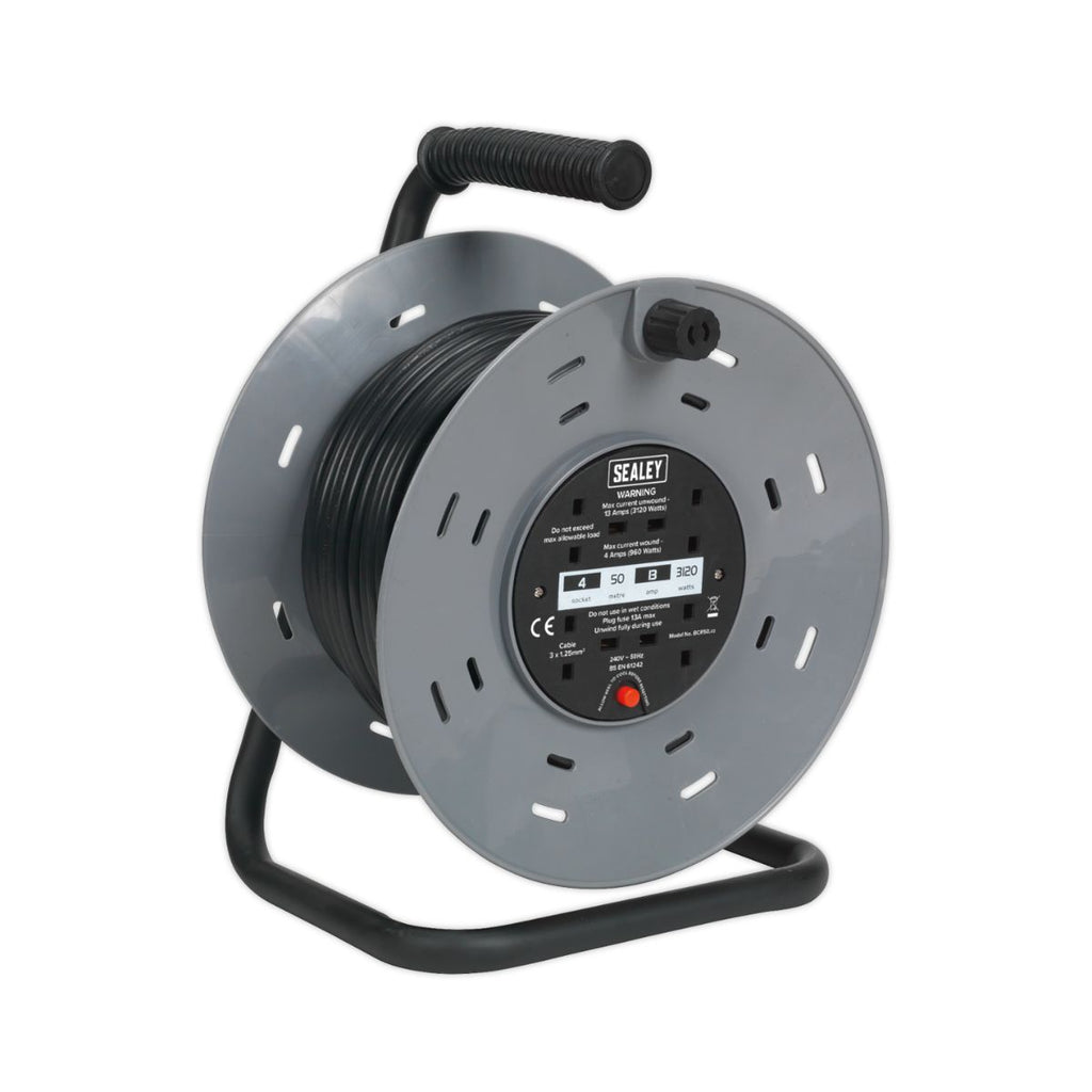 Extension Cable Reels with 4 x 230V Sockets 50 Metres (4623131344931)