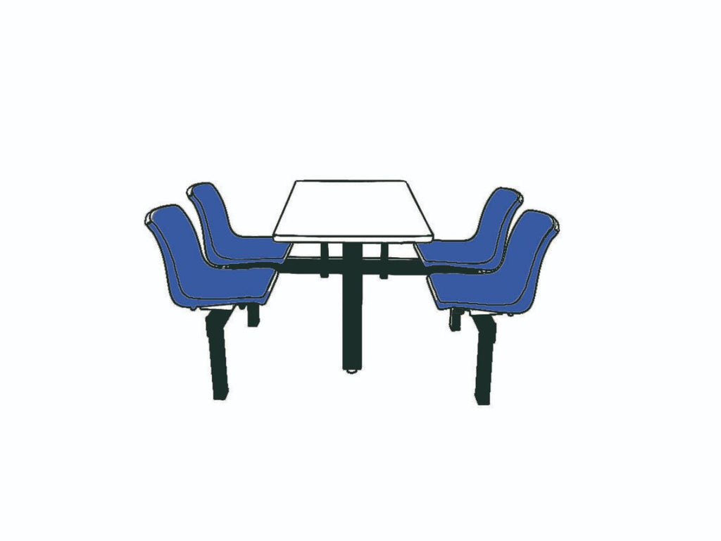 Four Seater Premium Canteen Tables one way entry line drawing (4606302093347)