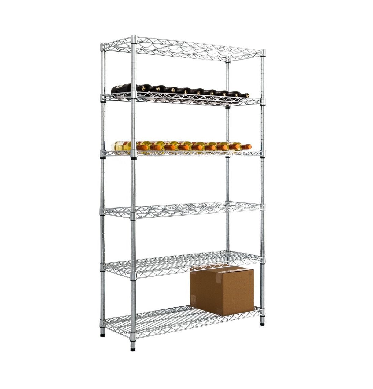 Chrome Wire Wine Rack with Under Storage (4512880689187)