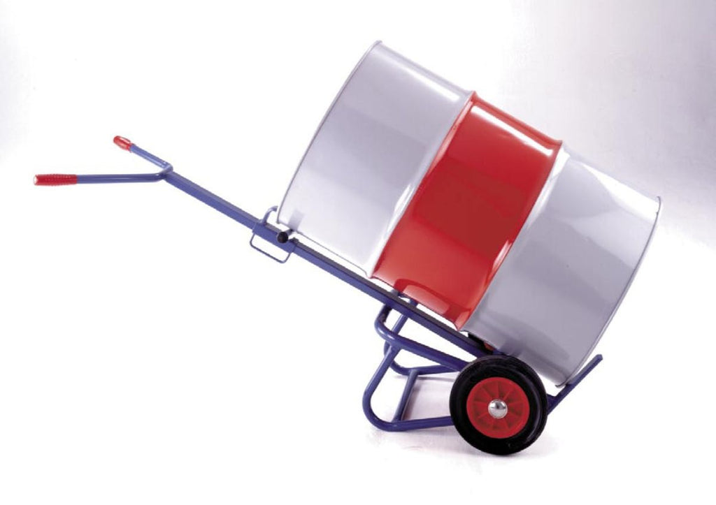 Two Wheel Drum Trolley with Rear Bar propped