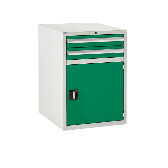 Lockable Door Metal Cabinet with 2 Drawers 825mm (H) x 600mm (W) x 650mm (D) green (6103952588971)