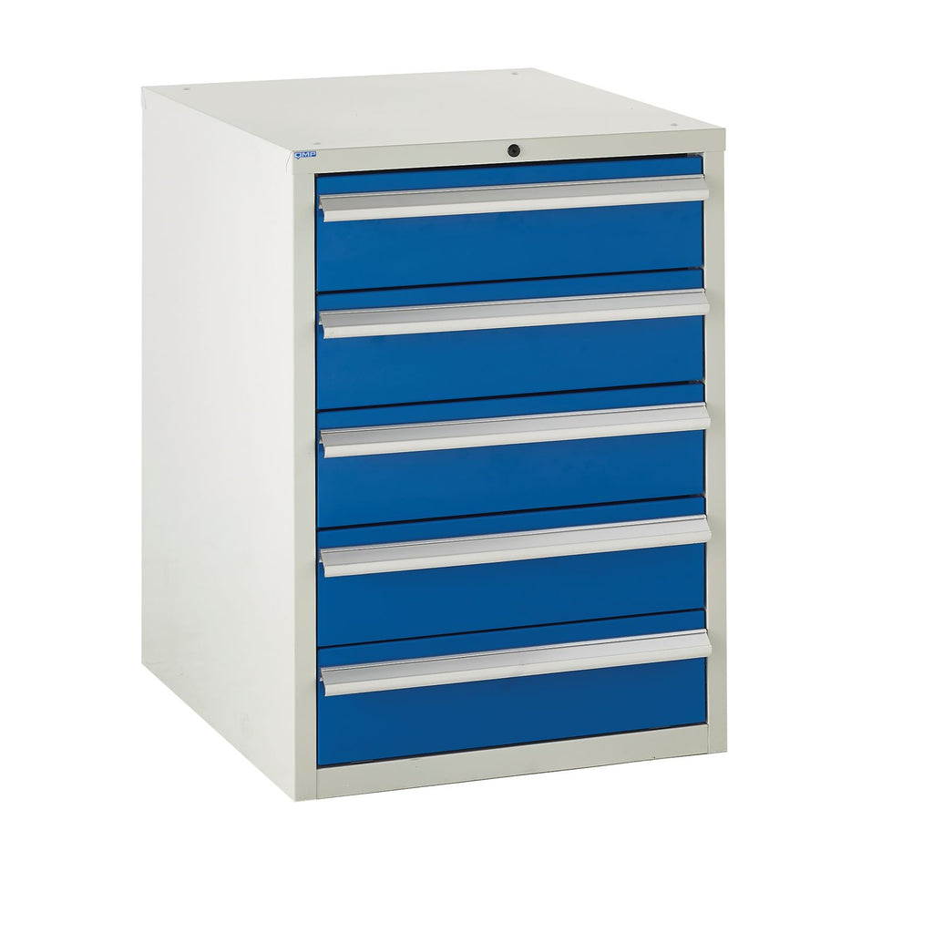 5 Drawer Metal Euroslide Cabinet 825mm (H) x 600mm (W) x 650mm (D) blue (6103952621739)