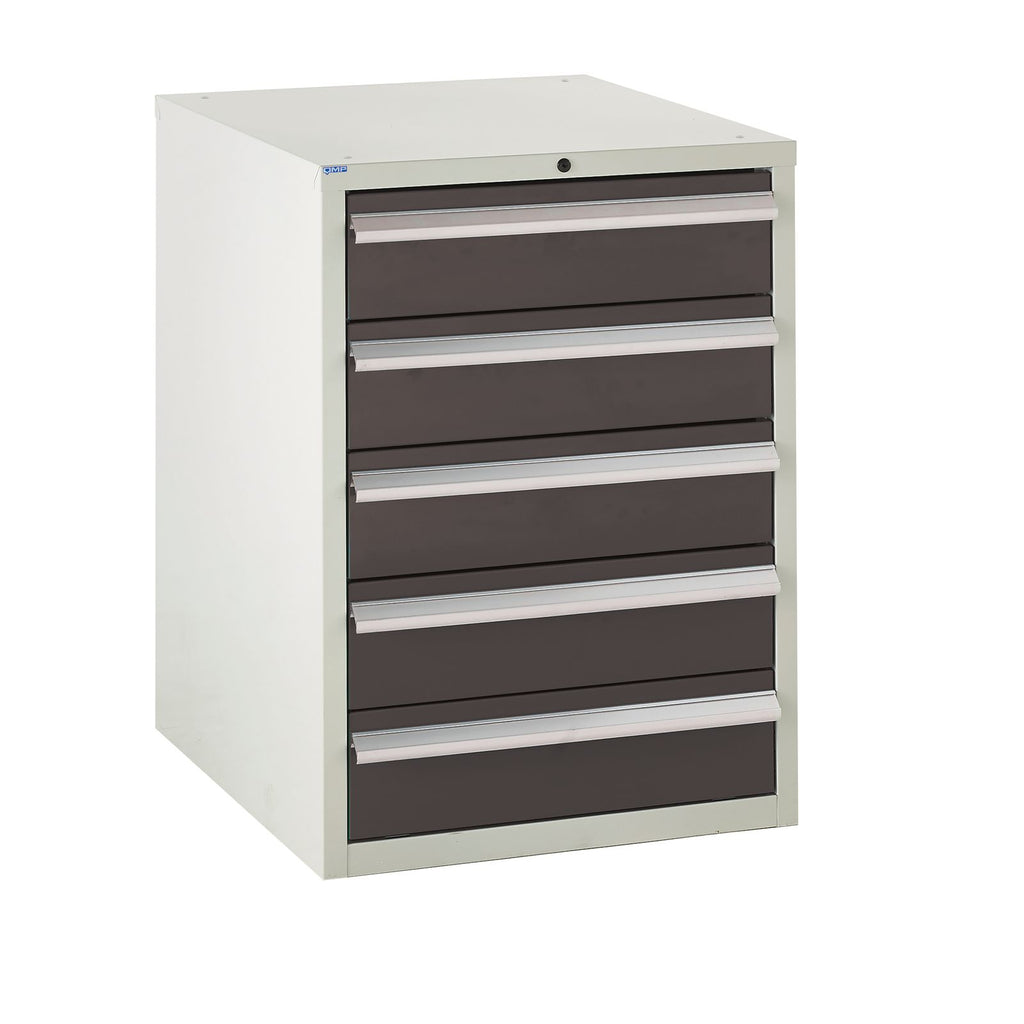 5 Drawer Metal Euroslide Cabinet 825mm (H) x 600mm (W) x 650mm (D) black (6103952621739)