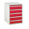5 Drawer Metal Euroslide Cabinet 825mm (H) x 600mm (W) x 650mm (D) red (6103952621739)