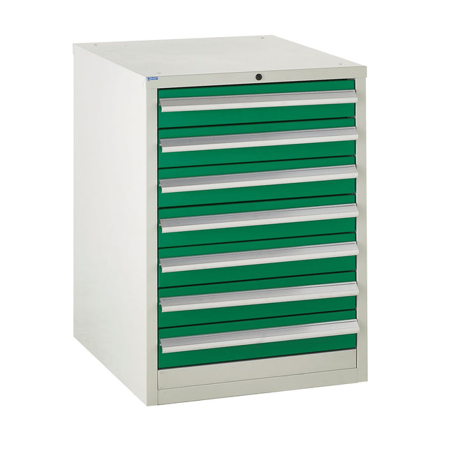 7 Drawer Metal Euroslide Cabinet 825mm (H) x 600mm (W) x 650mm (D) green (6103952654507)