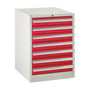 7 Drawer Metal Euroslide Cabinet 825mm (H) x 600mm (W) x 650mm (D) red (6103952654507)
