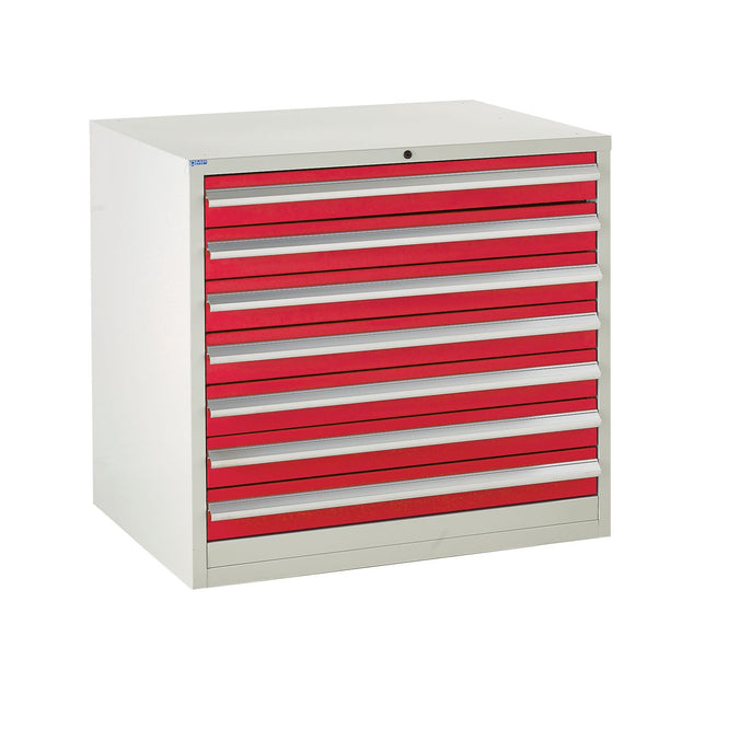7 Drawer Metal Euroslide Cabinet 825mm (H) x 900mm (W) x 650mm (D) red (6103952654507)