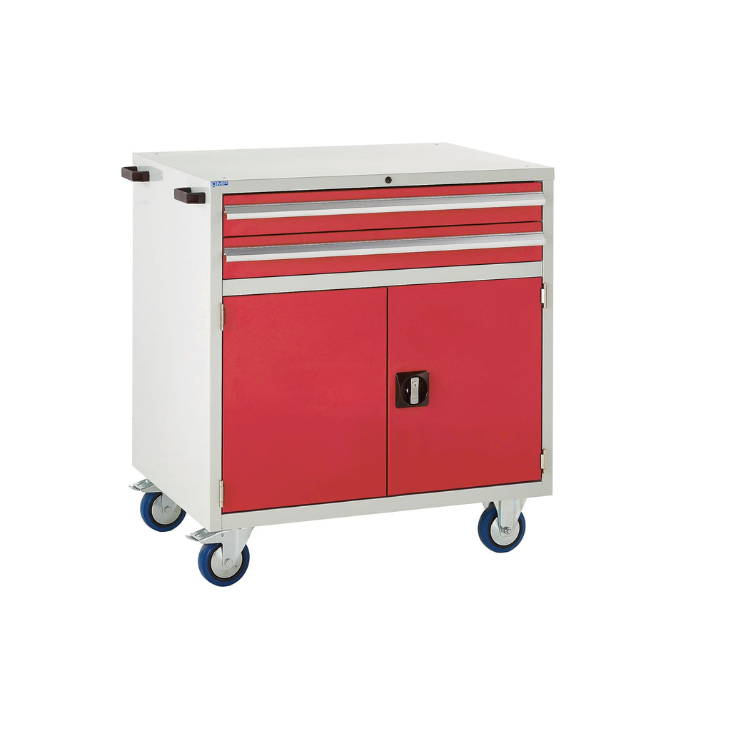 EUC9890652MR Mobile Tool Storage Cupboard with 2 Drawers Red (4483362816035)