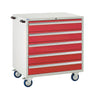 EUC989065CMR Mobile Tool Cabinet with 5 Drawers (Same Sizes) Red (4483363012643)