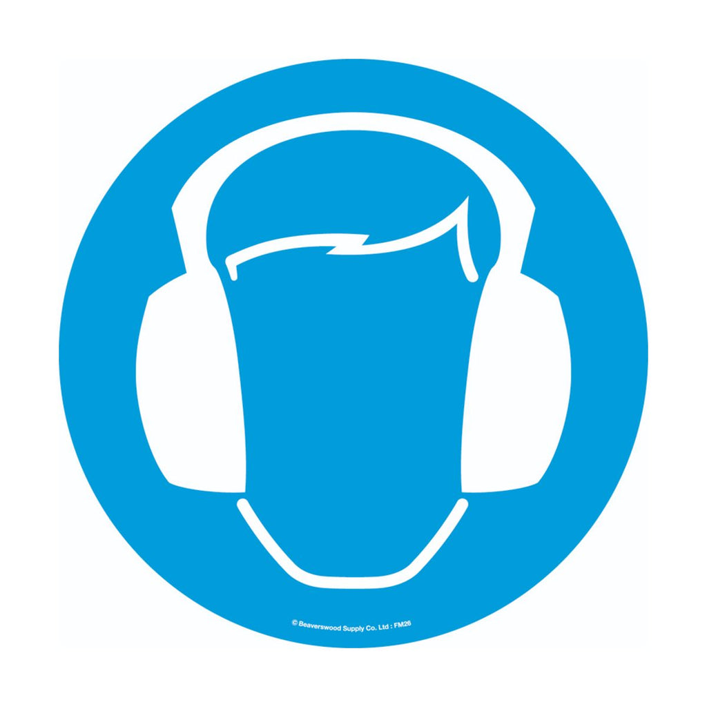 430mm Self Adhesive Floor Sign - Ear Protection Symbol (4799458639907)
