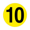 Yellow Floor Identification Markers - Printed Numbers (190mm Dia) 10 (4799458934819)
